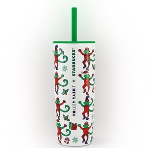 RARE & VIRAL Starbucks X Roller Rabbit 24 oz Christmas Holiday Monkey Tumbler